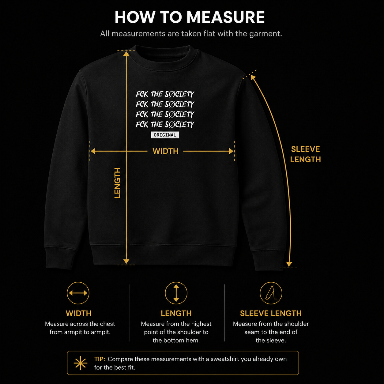 Crewneck Size Chart